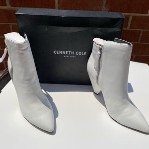 Kenneth Cole white ankle booties